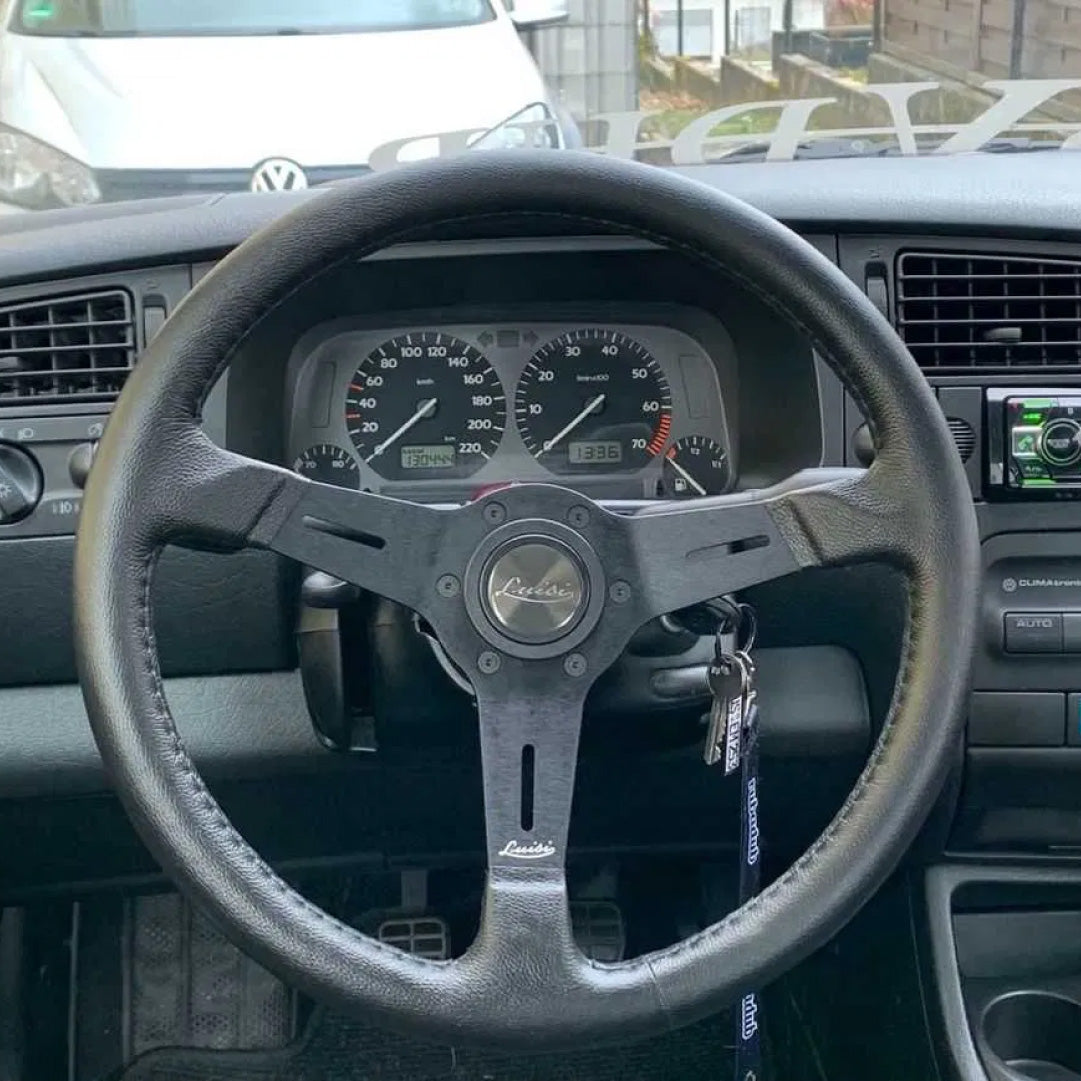 Luisi Grifon Steering Wheel - Black Polyurethane Black Spokes 380mm