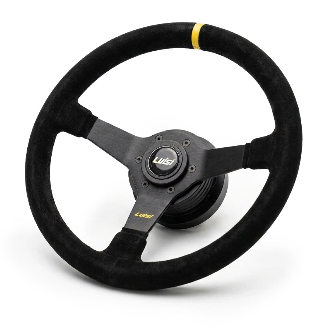 Luisi Mirage Suede 350mm Steering Wheel Boss Kit & Hub Adapter For BMW E30 - TÜV ABE Approved