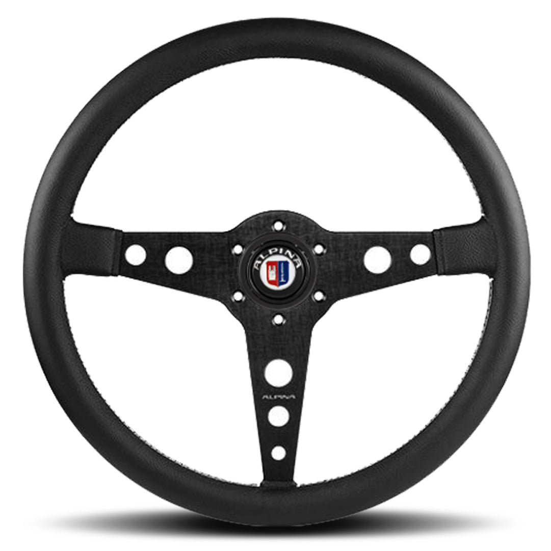 MOMO ALPINA Prototipo Steering Wheel - Black Leather Black Spokes 380mm