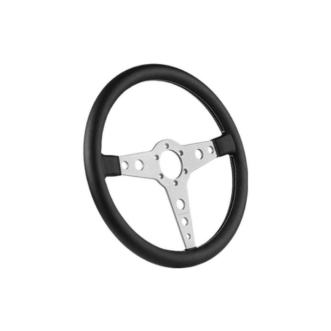 MOMO ALPINA Prototipo Steering Wheel - Black Leather Silver Spokes 380