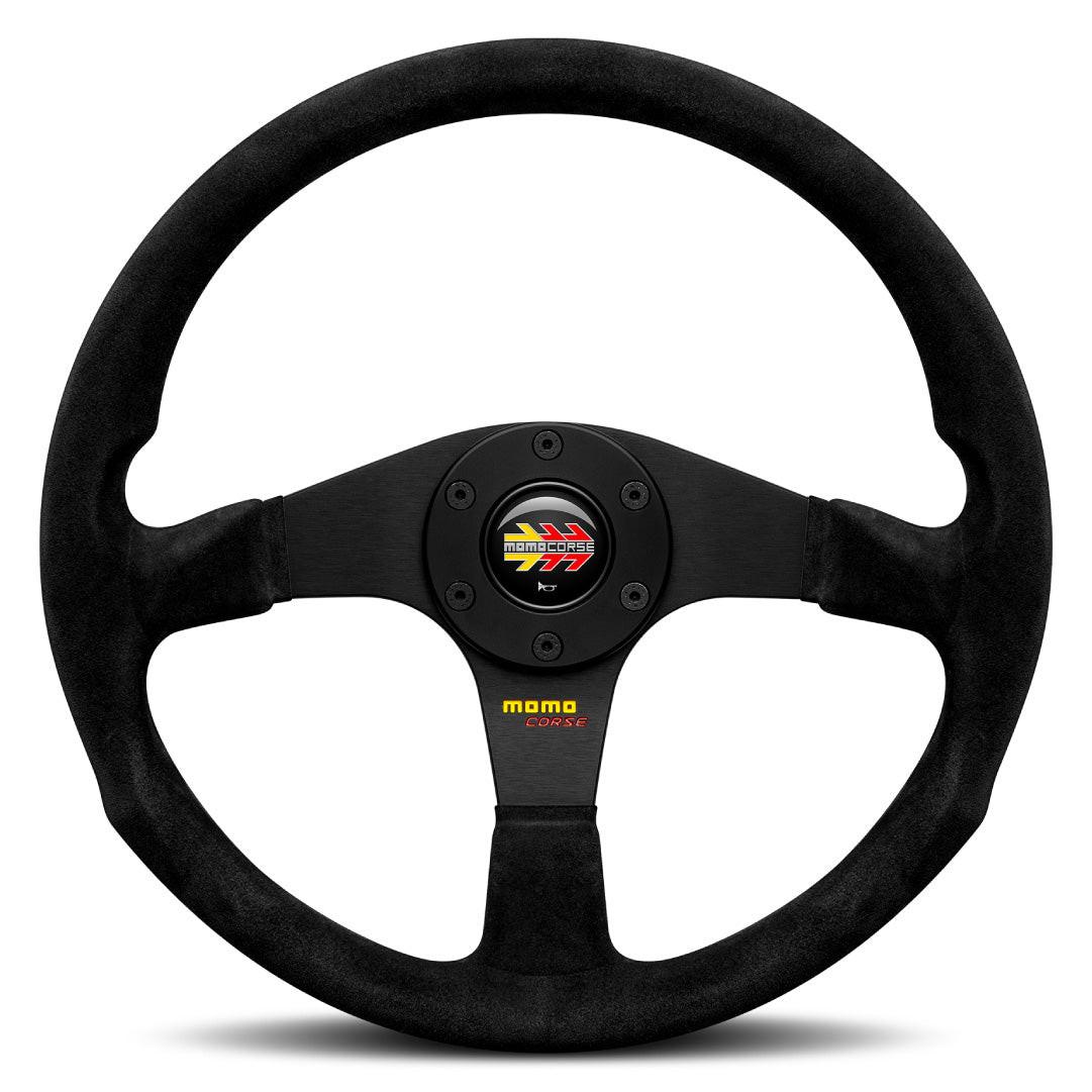 MOMO Corse 2.0 Steering Wheel - Black Suede Black Spokes 350mm