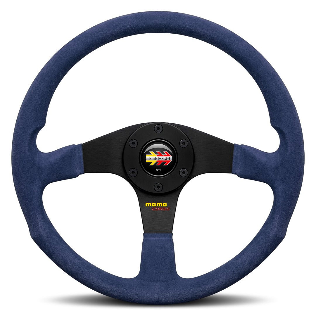 MOMO Corse 2.0 Steering Wheel - Blue Suede Black Spokes 350mm