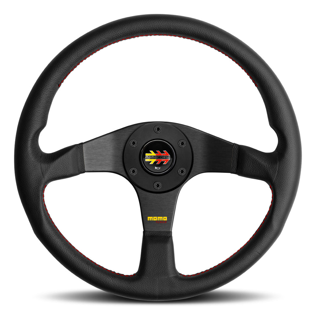 MOMO Corse Homage Steering Wheel - Black Leather Black Spokes 350 & 32