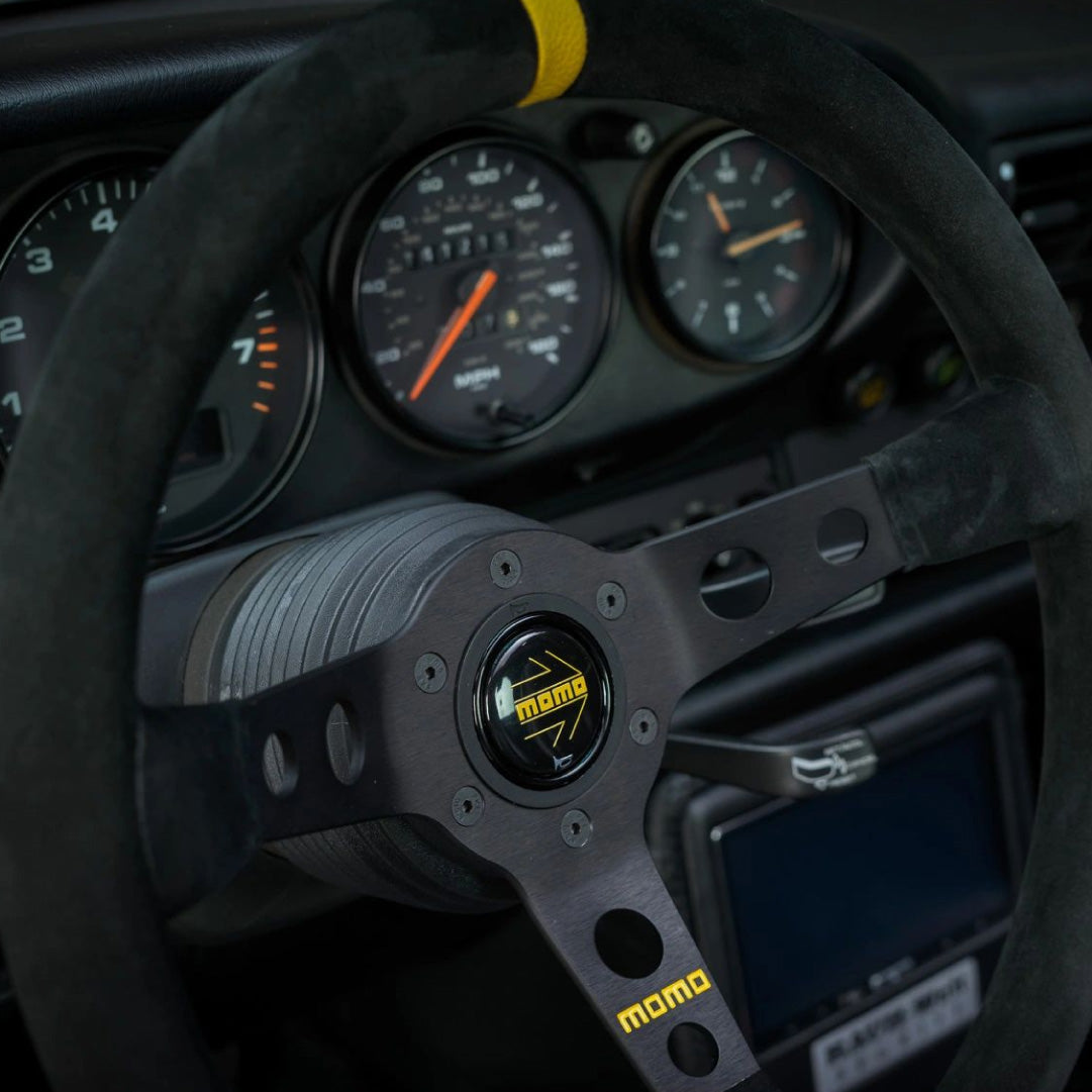 MOMO Mod. 07 Steering Wheel - Black Suede Black Spokes 350mm