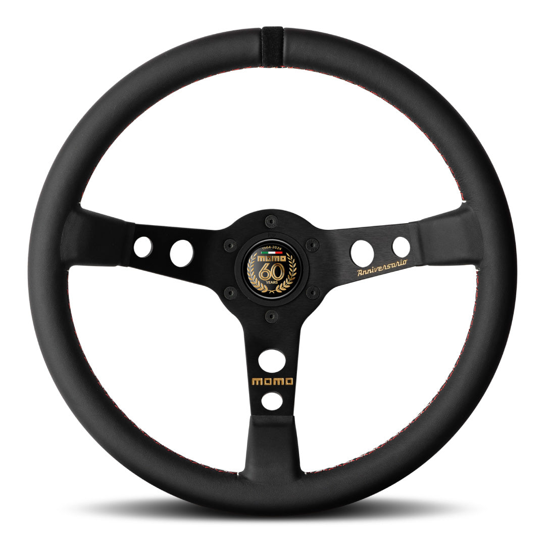 MOMO Mod. 07 Anniversario Steering Wheel - Black Leather Black Spokes 350mm