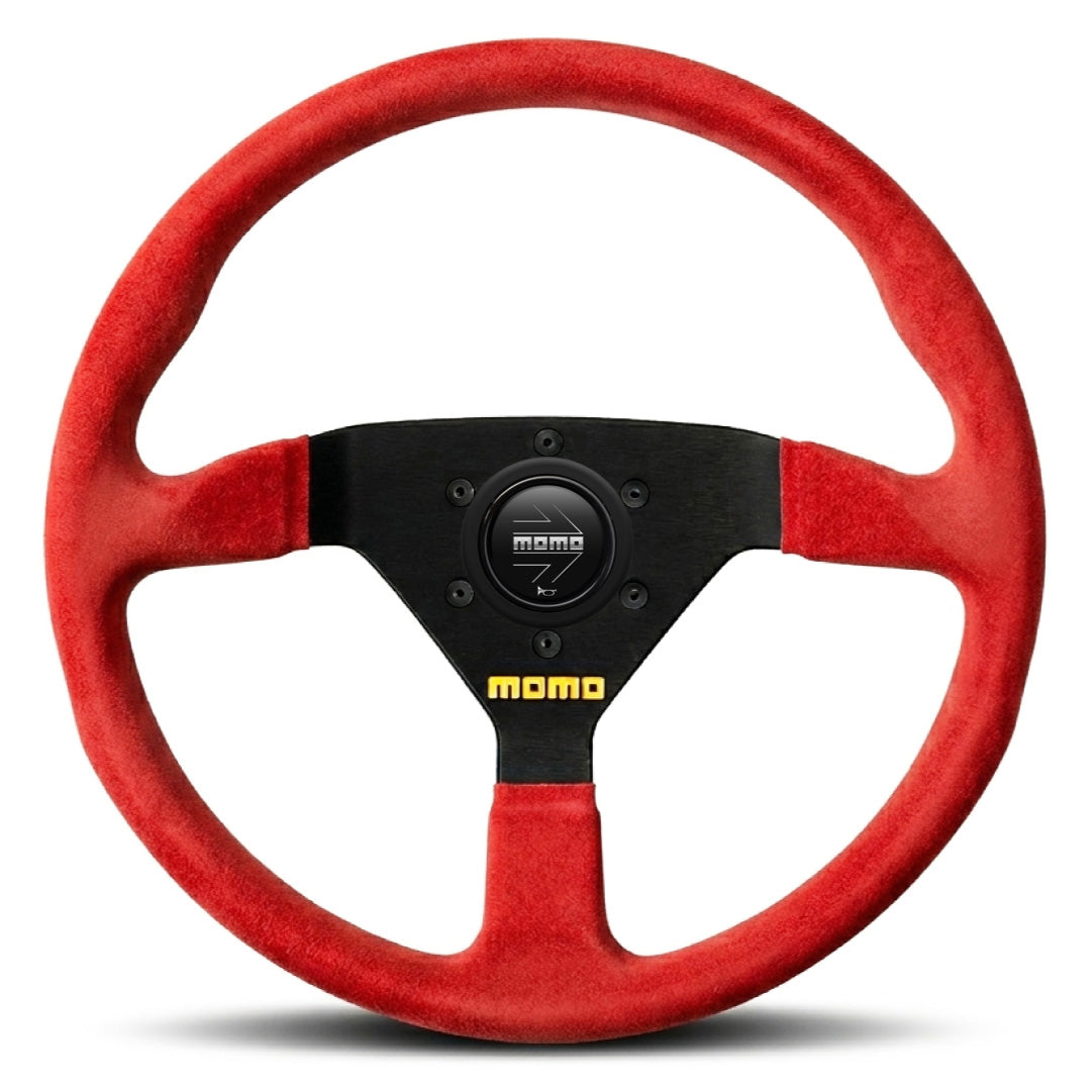 MOMO Mod. 78 Veloce Steering Wheel - Red Suede Black Spokes 350mm - JDM M-64