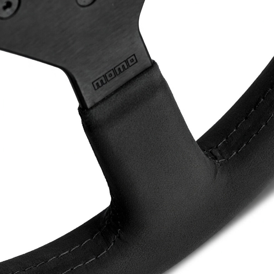 MOMO Montecarlo Steering Wheel - Black Alcantara (Microfibre) Black Spokes 320mm