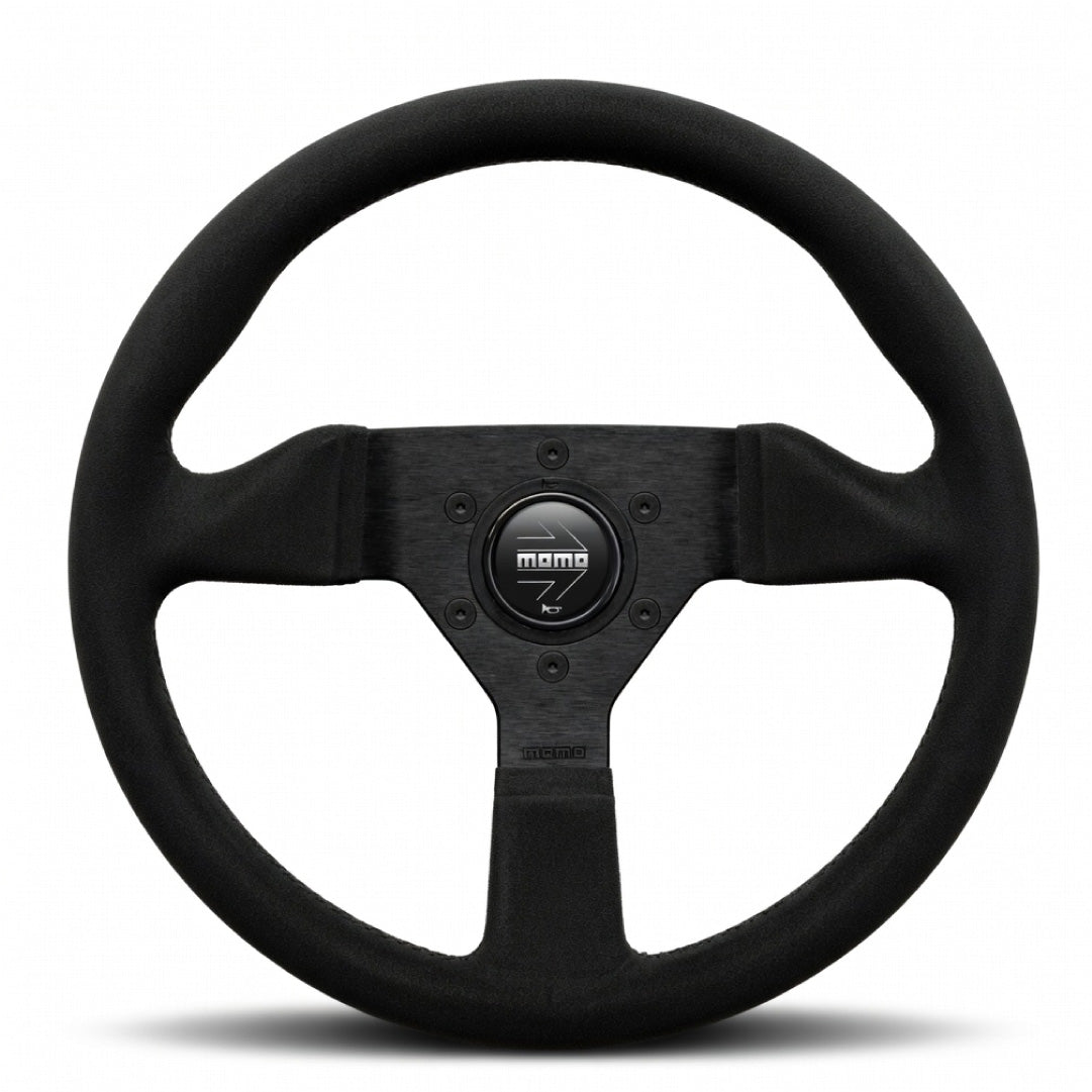 MOMO Montecarlo Steering Wheel - Black Alcantara (Microfibre) Black Spokes 320mm