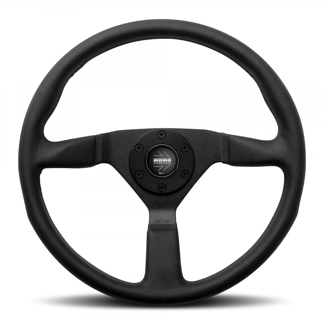 MOMO Montecarlo Steering Wheel - Black Leather Black Spokes 380mm