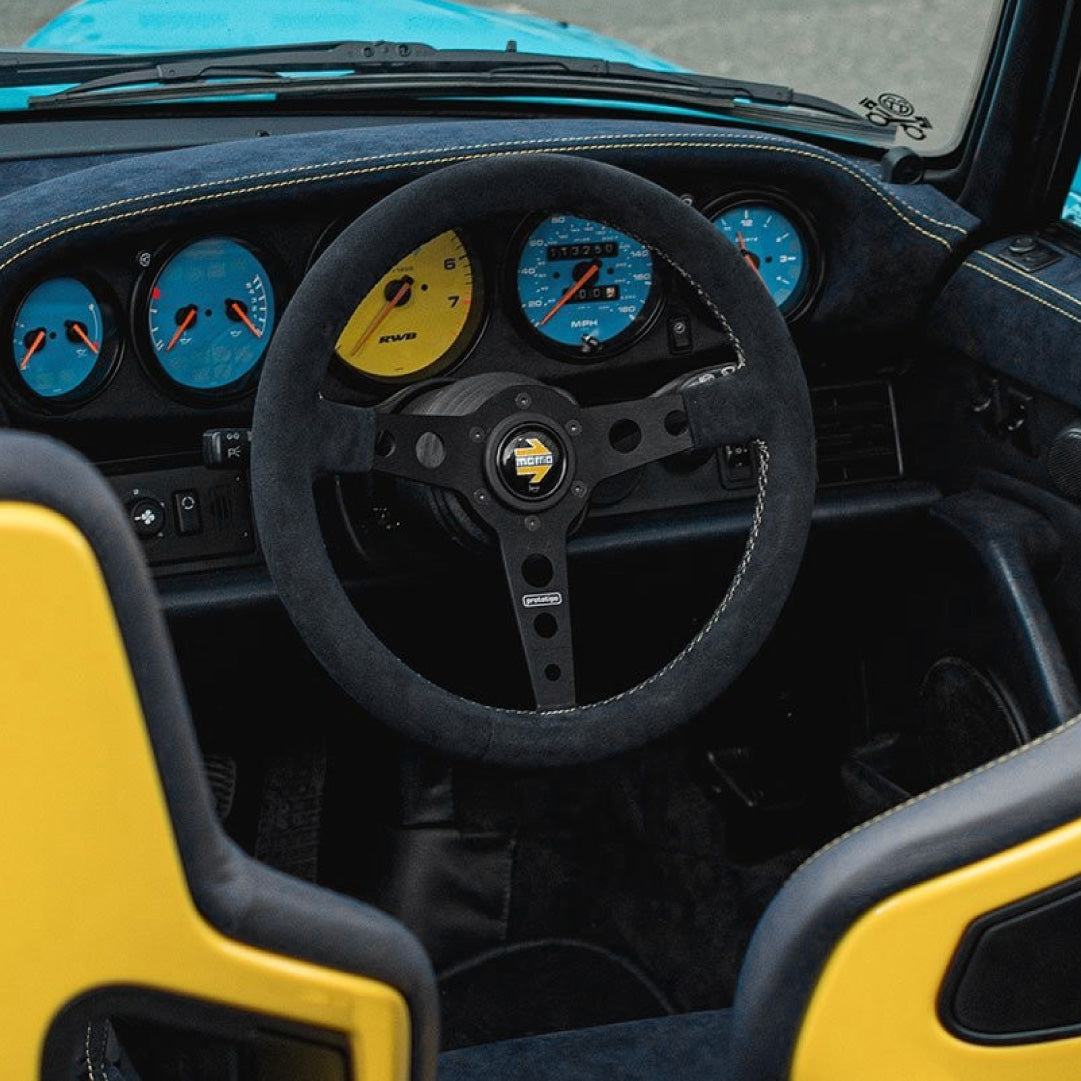 MOMO Prototipo Steering Wheel - Black Suede Black Spokes 350mm