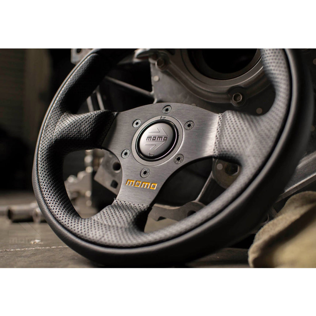MOMO Team Steering Wheel - Black Leather Black Spokes 280mm