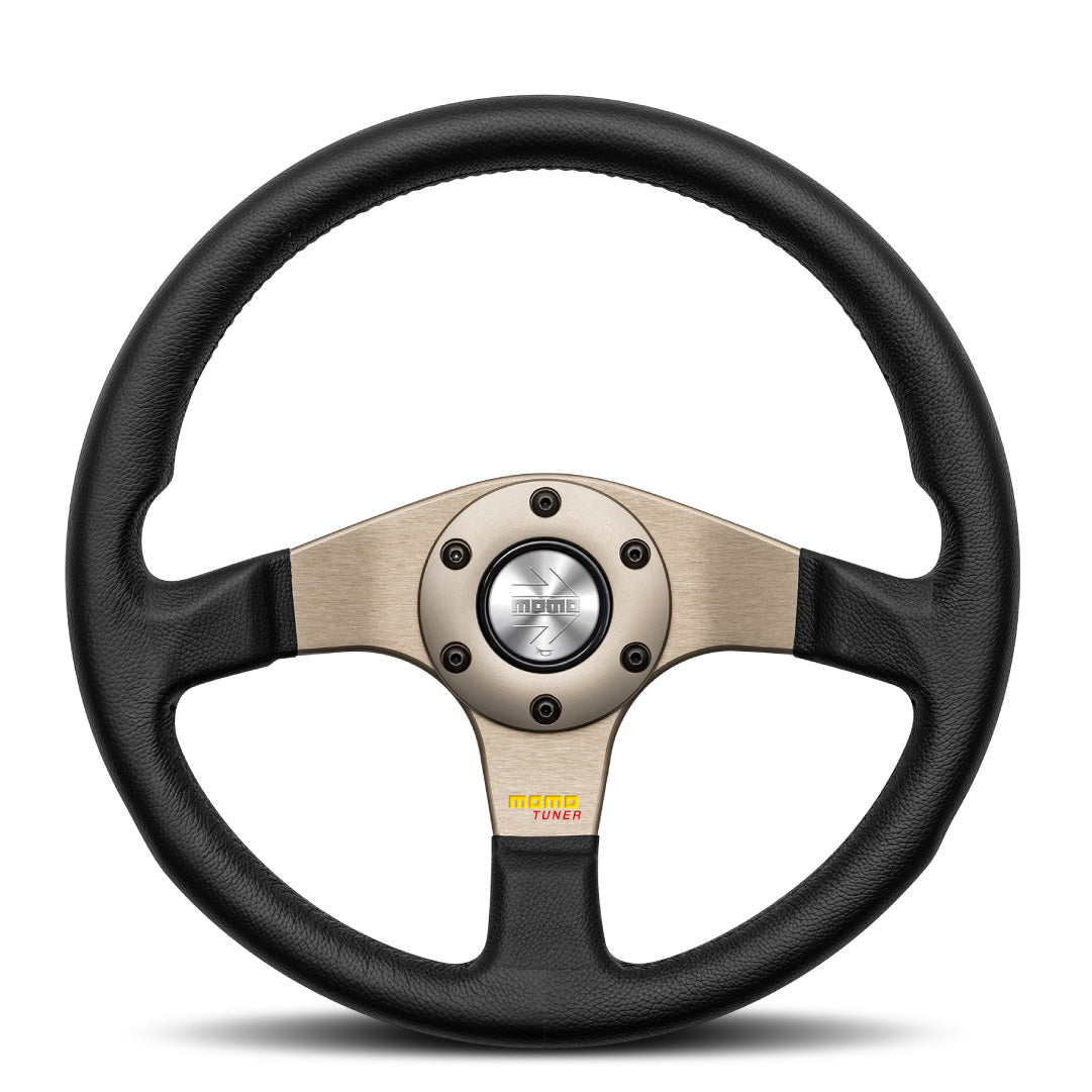 MOMO Tuner Steering Wheel - Black Leather Anthracite Spokes 320mm