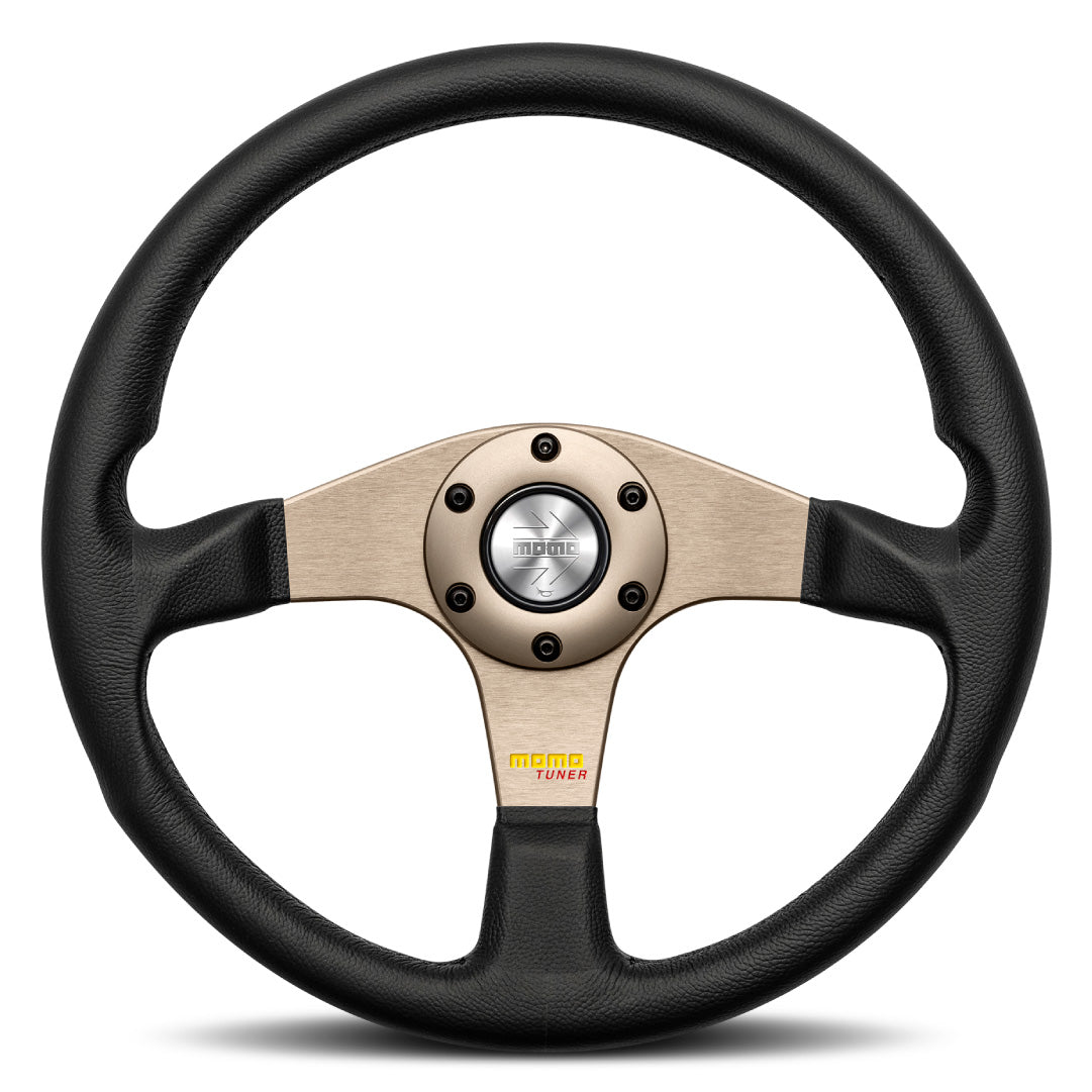 MOMO Tuner Steering Wheel - Black Leather Anthracite Spokes 350mm - KBA/ABE 70116