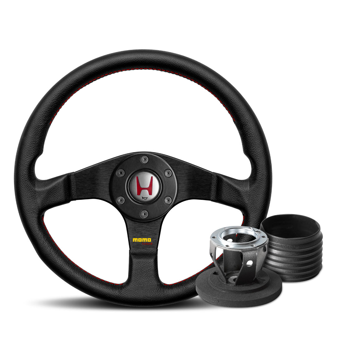 MOMO Tuner Steering Wheel & MOMO Honda Horn Button & Hub Adapter Boss Kit For Honda Civic CRX