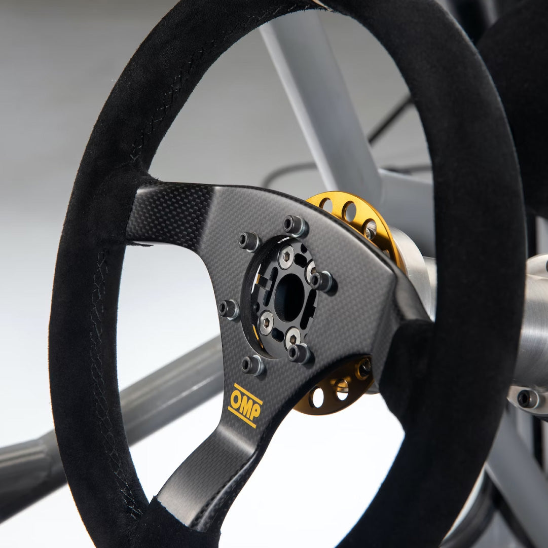 OMP 350 Carbon D Steering Wheel - Black Suede Carbon Spokes 350mm