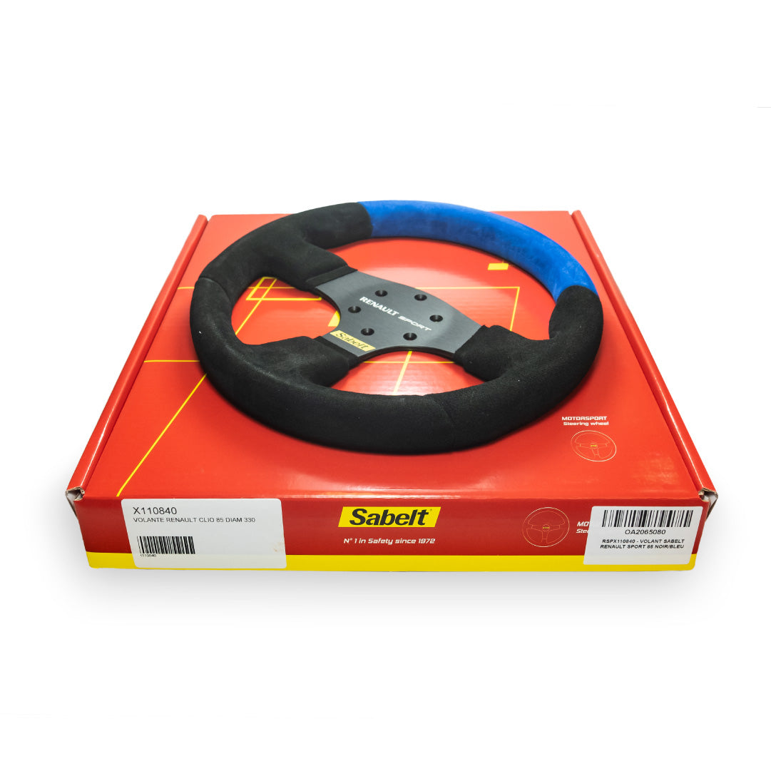 Sabelt Renault Clio Cup Race Steering Wheel - Black Blue Alcantara Black Spokes 330mm