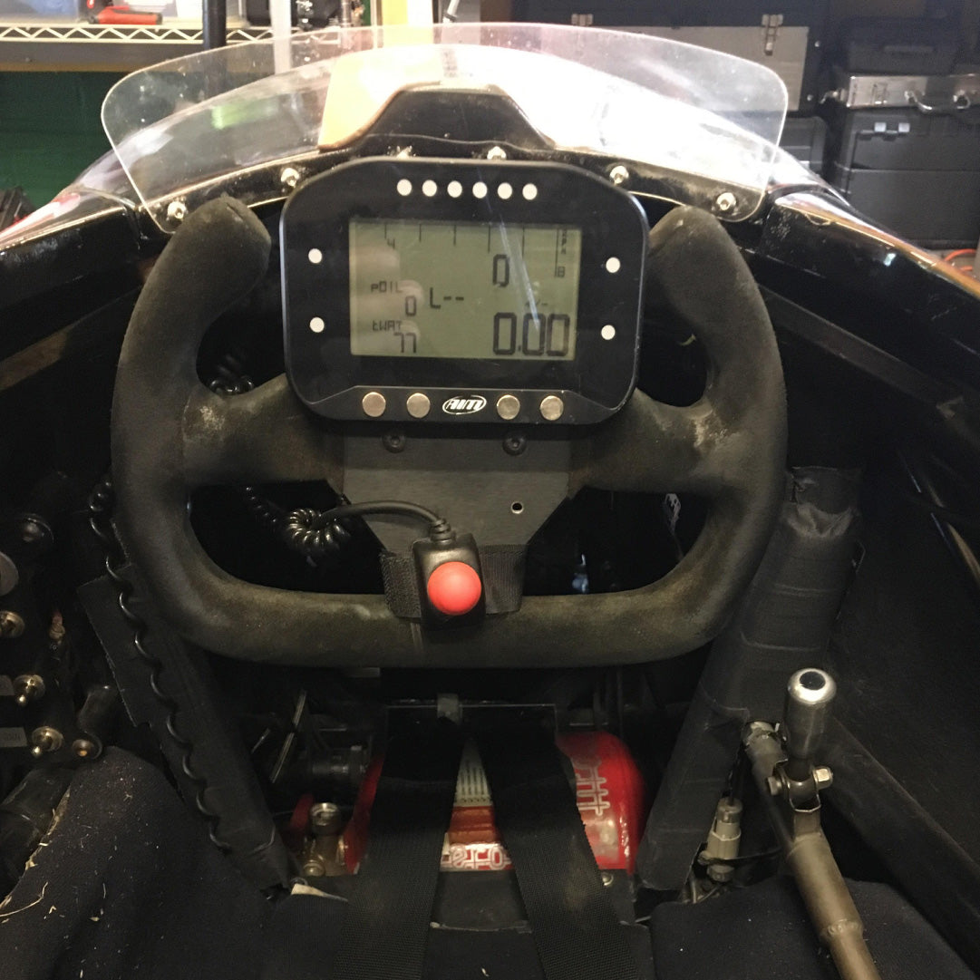 Sport Line Formula Open Top Bullhorn Steering Wheel - Black Suede Black Spokes 280mm
