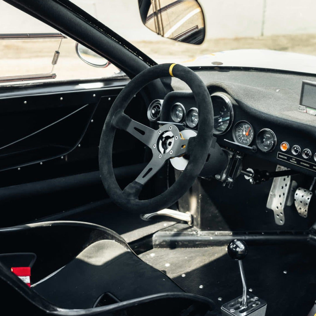 Sport Line Racing 3 Drifting Deep Dish (65mm) Steering Wheel - Black Suede Black Spokes 350mm