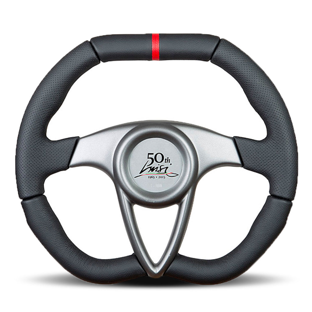 Luisi 50th Anniversary Steering Wheel - Black Leather With Grey Centre Cover 350mm