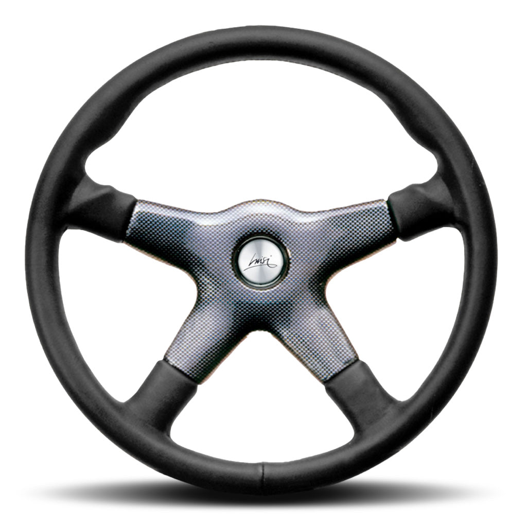 Luisi Giba 4 Elegant Steering Wheel - Black Leather With Carbon Look Centre Cover 365mmLuisi Giba 4 Elegant Steering Wheel - Black Leather With Carbon Look Centre Cover 365mm