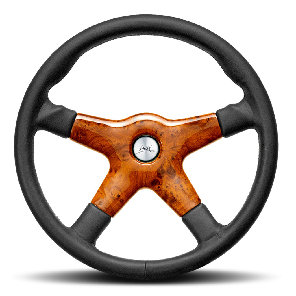 Luisi Giba 4 Prestige Steering Wheel - Black Leather With Briar Look Centre Cover 365mm