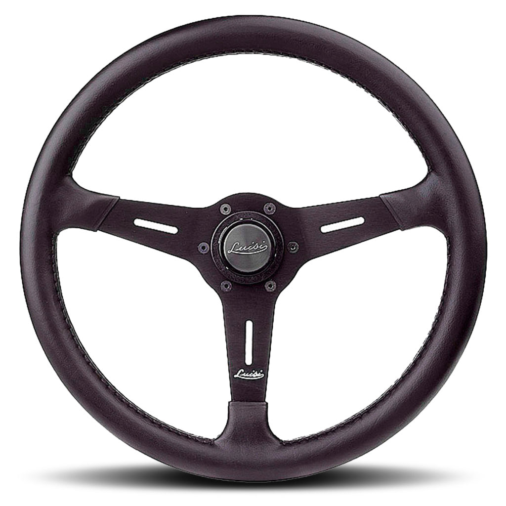 Luisi Grifon Steering Wheel - Black Polyurethane Black Spokes 380mm