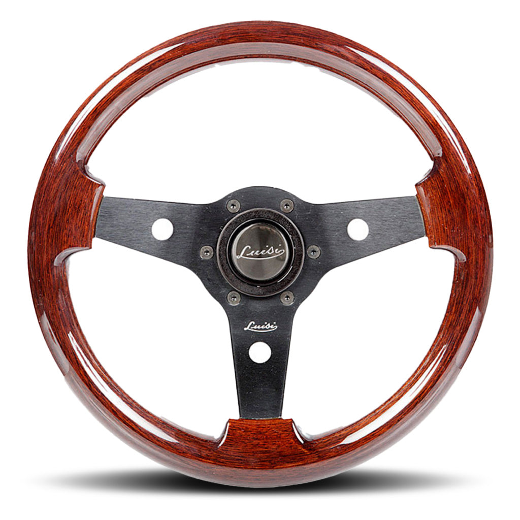 Luisi Imola Steering Wheel - Mahogany Wood Black Spokes 310mm