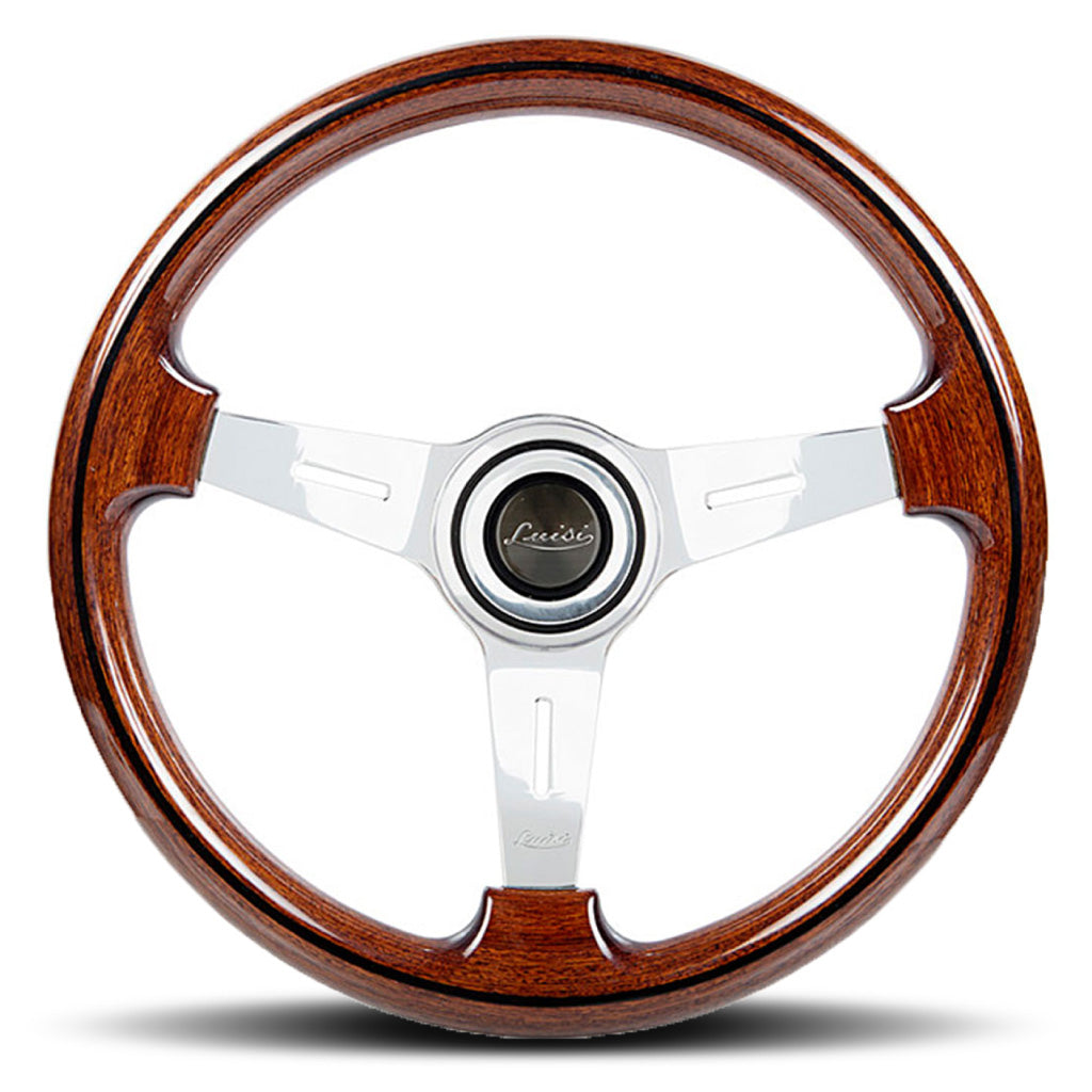 Luisi Mugello Classico II Steering Wheel - Mahogany Wood Polished Spokes 370mm