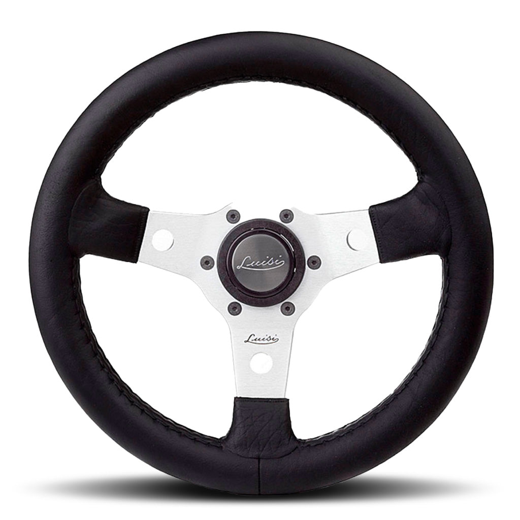 Luisi Nibbio Steering Wheel - Black Polyurethane Silver Spokes 320mm