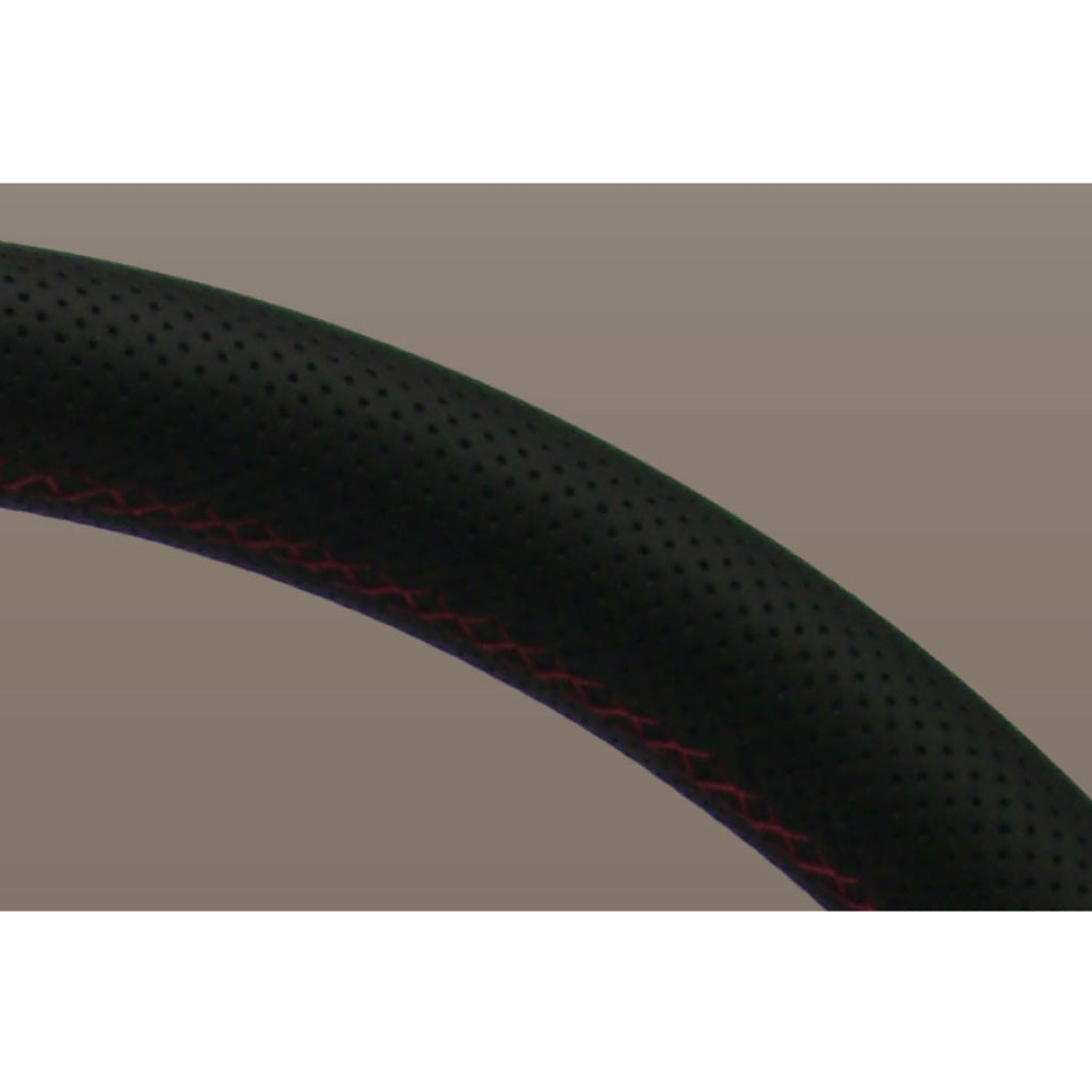 Nardi Deep Corn Steering Wheel - Black Leather Red Stitching Polished Spokes 350mm