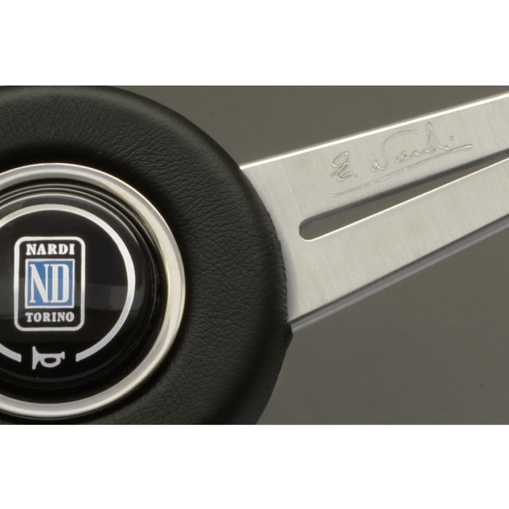 Nardi ND Classic Steering Wheel - Black Leather Satin Spokes 365mm