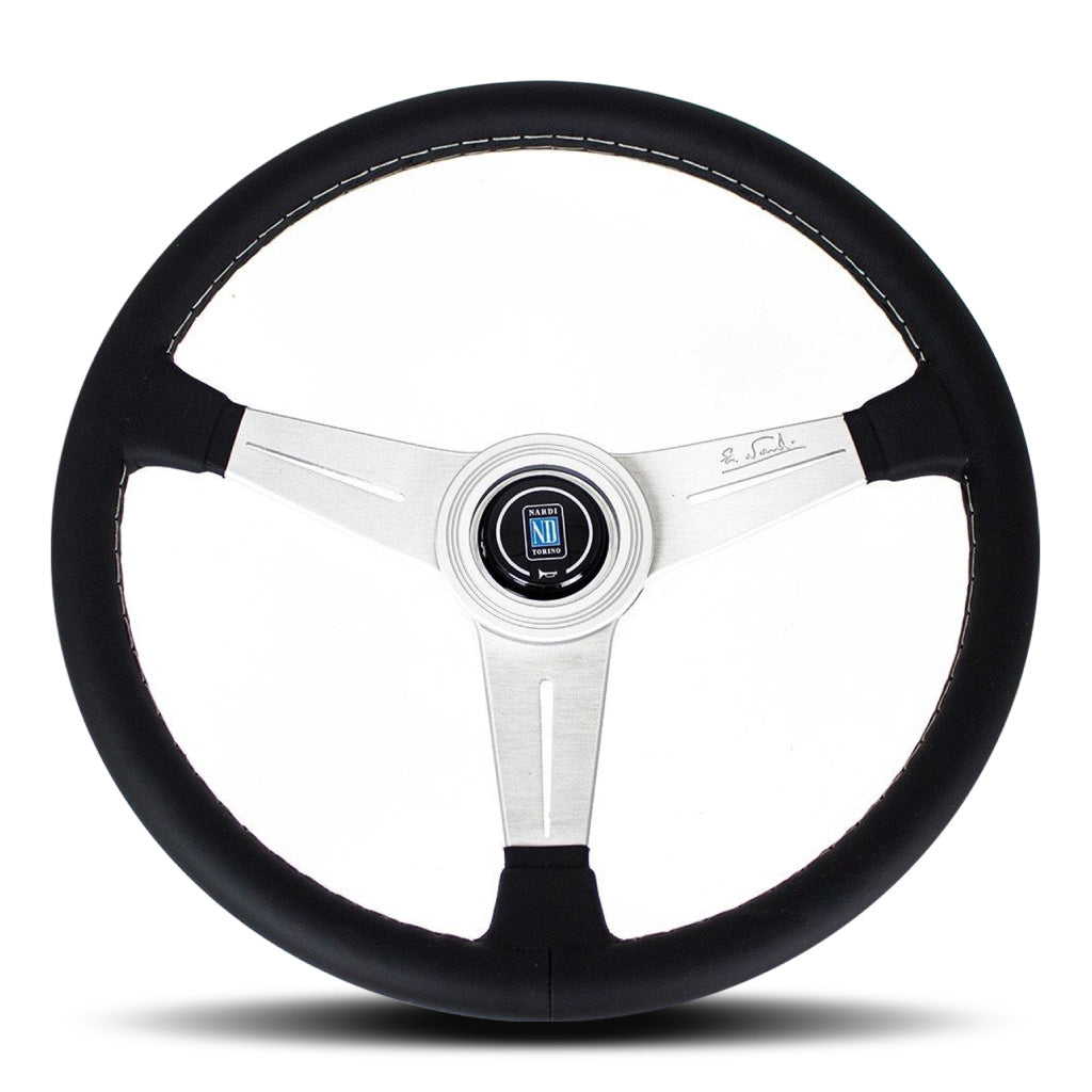 Nardi ND Classic Steering Wheel - Black Leather Satin Spokes 390mm