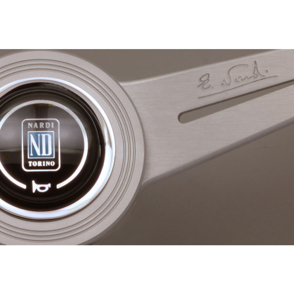 Nardi ND Classic Steering Wheel - Black Leather Silver Spokes 360mm