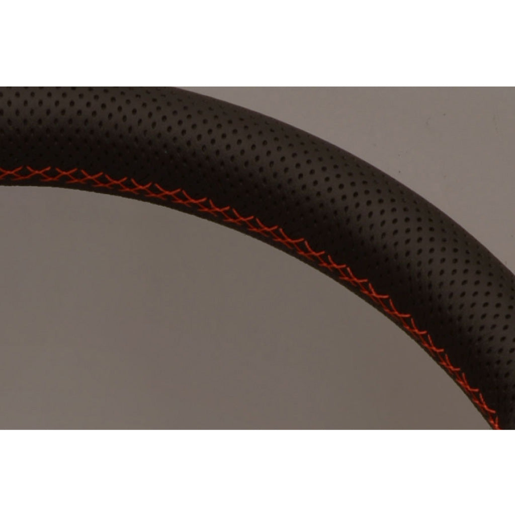 Nardi Deep Corn Steering Wheel - Black Leather Red Stitching Black Spokes 330mm