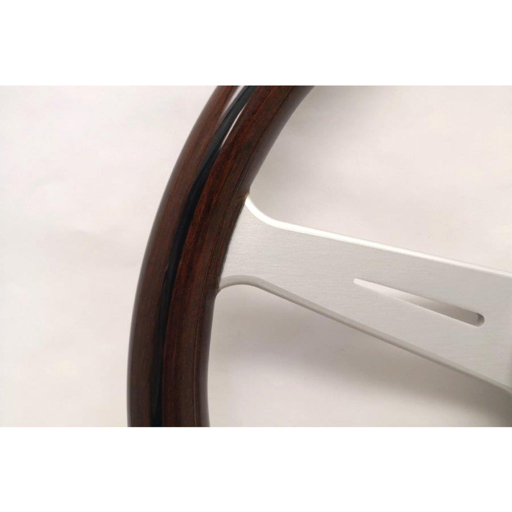 Nardi ND Classic Steering Wheel - Wood Silver Spokes Visible Screws 360mm