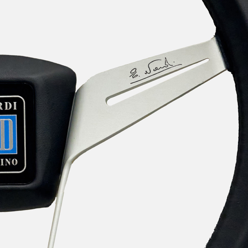 Nardi Novantesimo 90th Anniversary Steering Wheel - Black Leather Grey Spokes 355mm