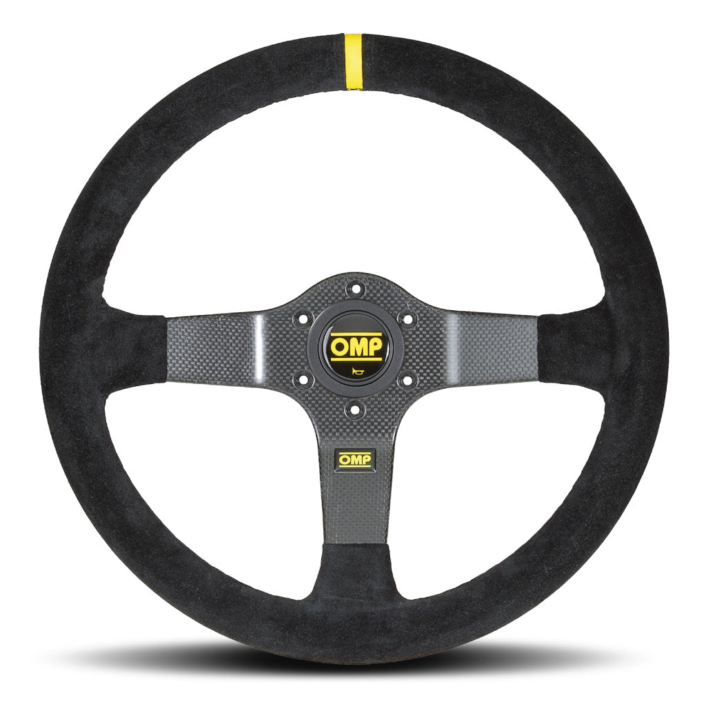 OMP 350 Carbon D Steering Wheel - Black Suede Carbon Spokes 350mm