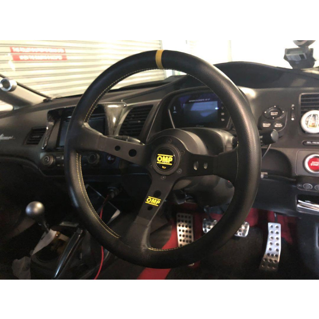 OMP Corsica Liscio Steering Wheel - Black Leather Black Spokes 350mm