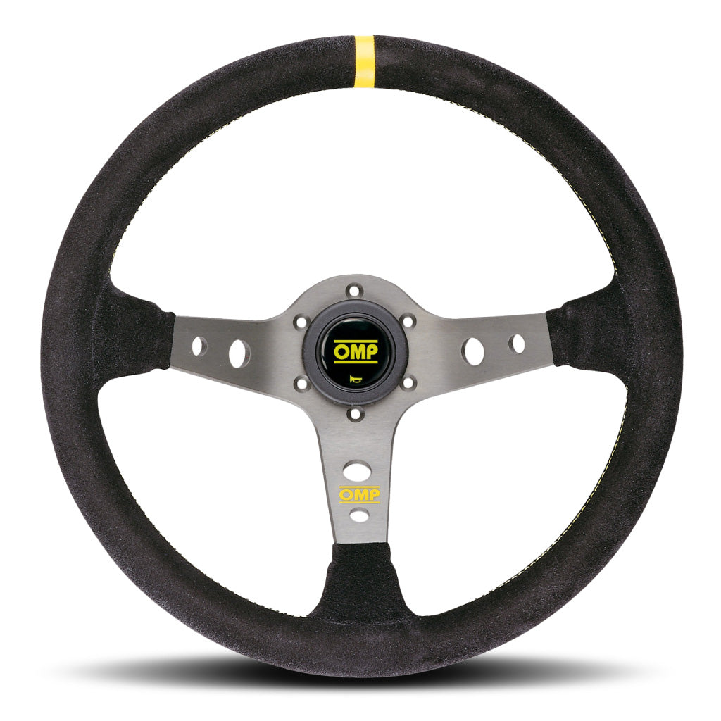 OMP Corsica Scamosciato Steering Wheel - Black Suede Titanium Spokes 350mm