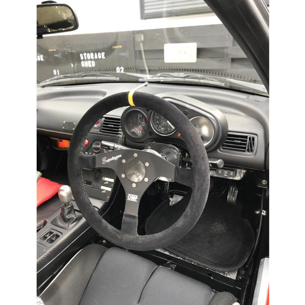 OMP VELOCITA OV SUPERLEGGERO Steering Wheel - Black Suede Black Spokes 320mm