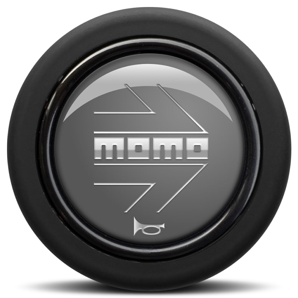 MOMO Horn Button Glossy Anhtracite Chromed Logo