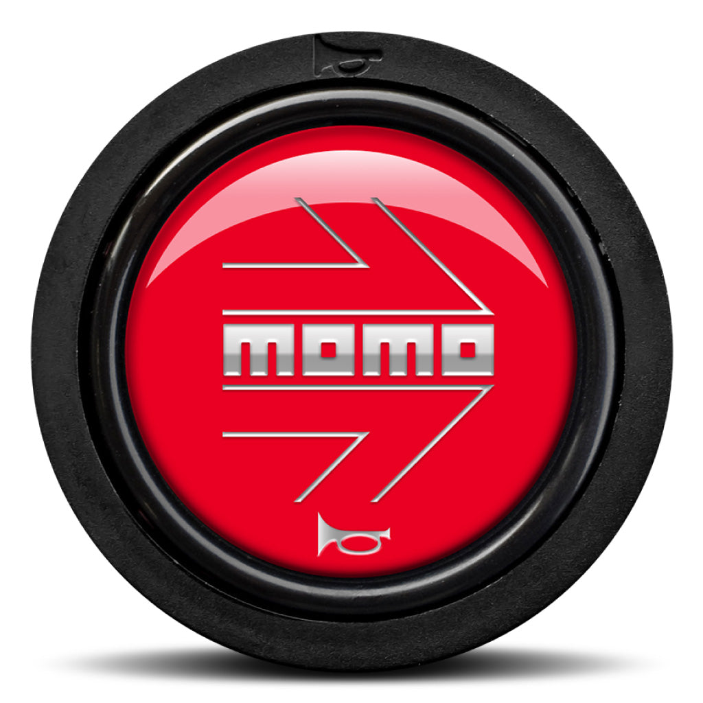 MOMO Horn Button Glossy Red Chormed Logo