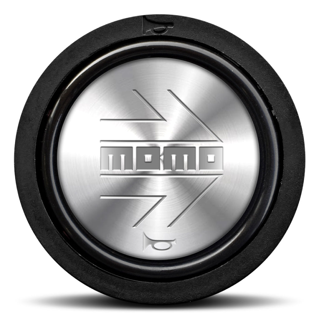MOMO Horn Button Shiny Silver Chromed Logo