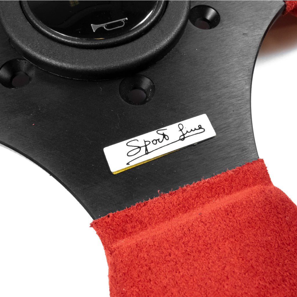 Sport Line Competition Steering Wheel - Red Suede Black Spokes 300mm