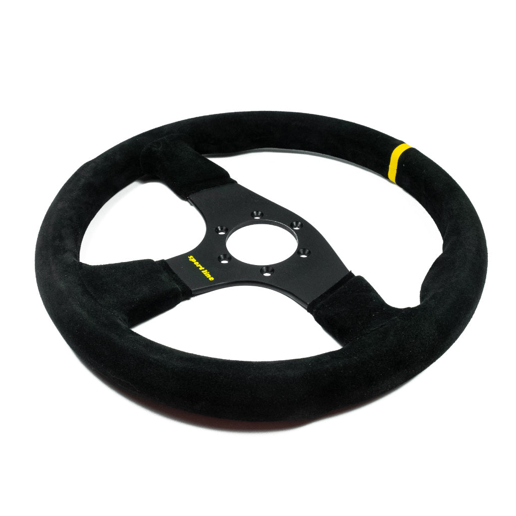Sport Line Imola Steering Wheel - Black Suede Black Spokes 330mm