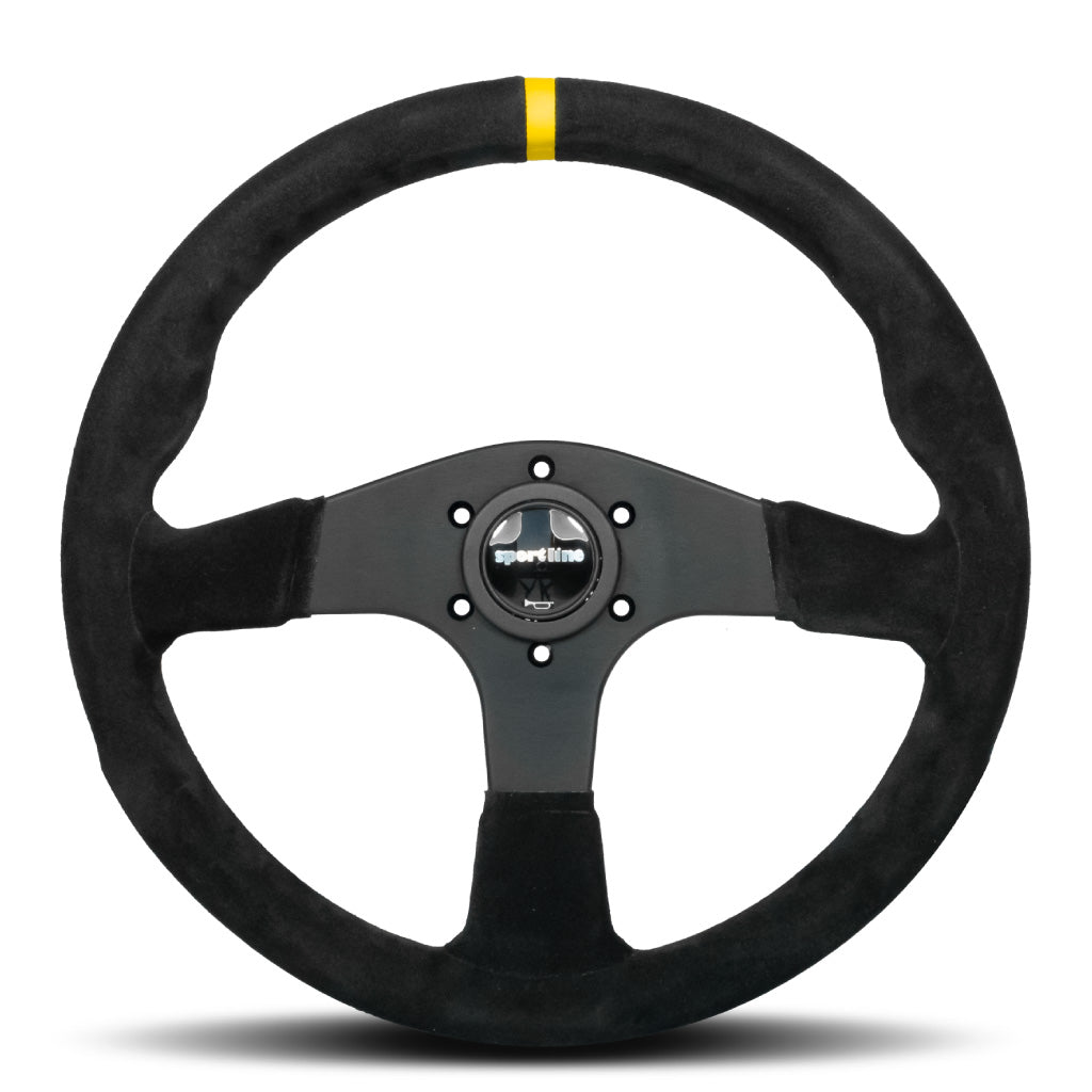Sport Line Imola Steering Wheel - Black Suede Black Spokes 350mm