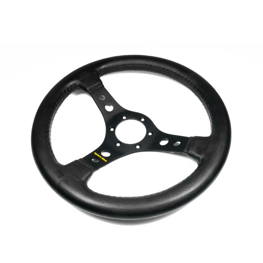 Sport Line Le Mans Steering Wheel - Black Polyurethane Black Spokes 330mm