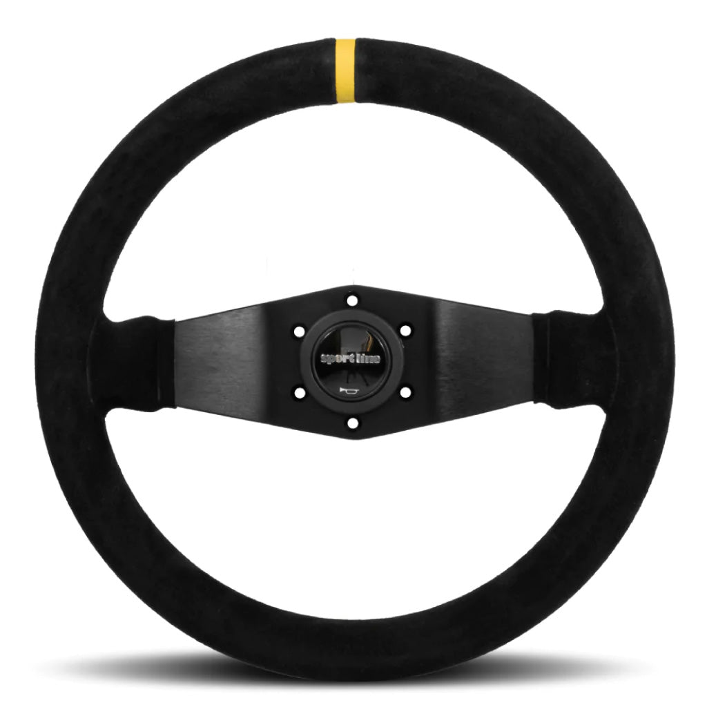 Sport Line Racing 2 Two Spoke Steering Wheel - Black Suede Black Spokes 330mm