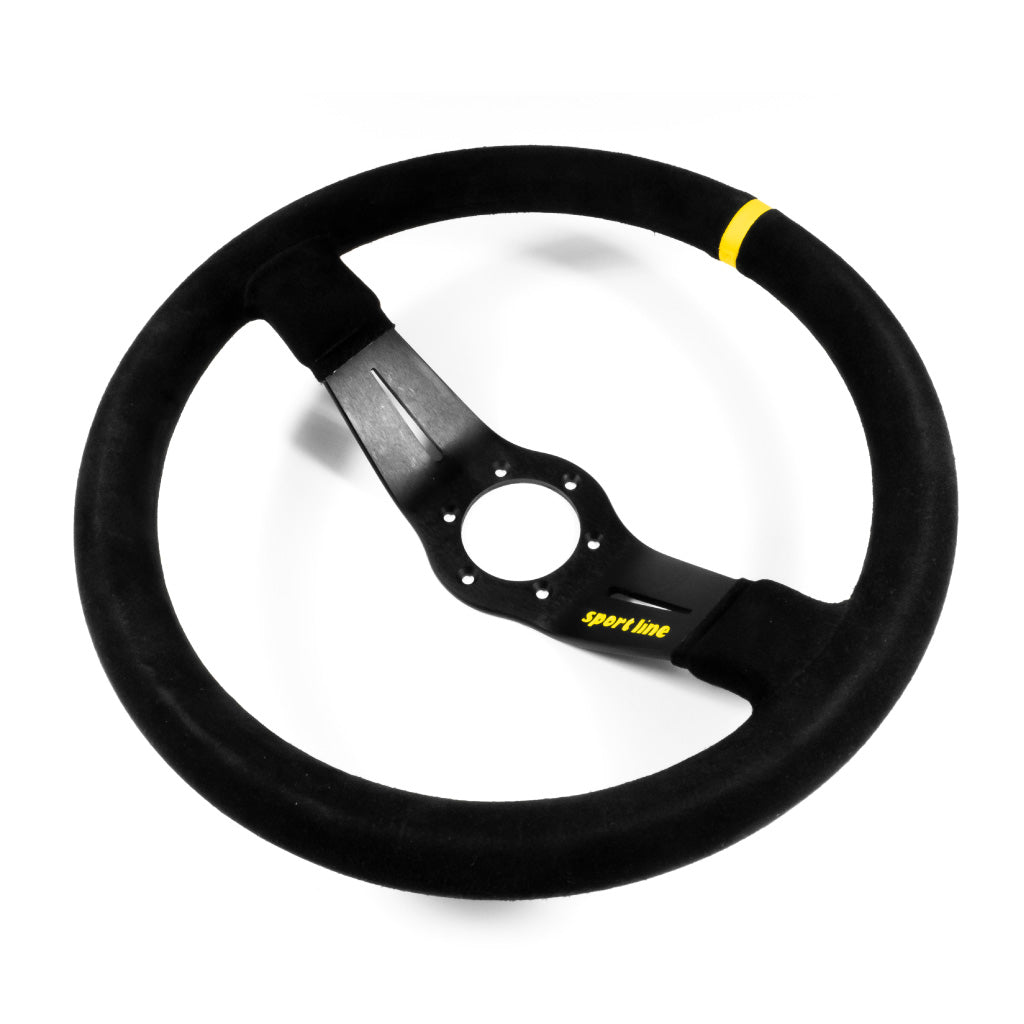 Sport Line Racing 2 Two Spoke Steering Wheel - Black Suede Black Spokes 350mm