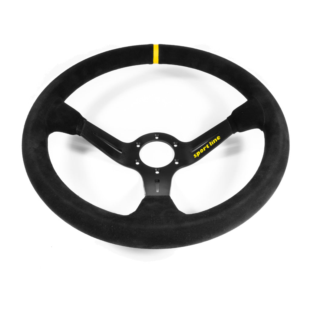 Sport Line Racing 3 Steering Wheel - Black Suede Black Spokes 350mm